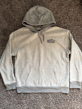 Hollister Men's Gray Hooded Pullover Sweatshirt Size XL